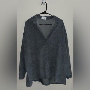 Oversized Gray Corduroy Button Up Shirt